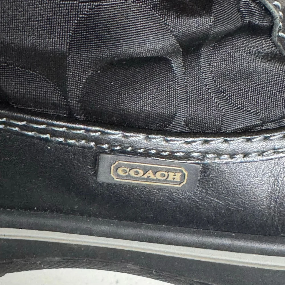 Coach Black Signature Mid-Calf Winter Snow Boots Women’s 7.5B Lace-Up Fabric & L